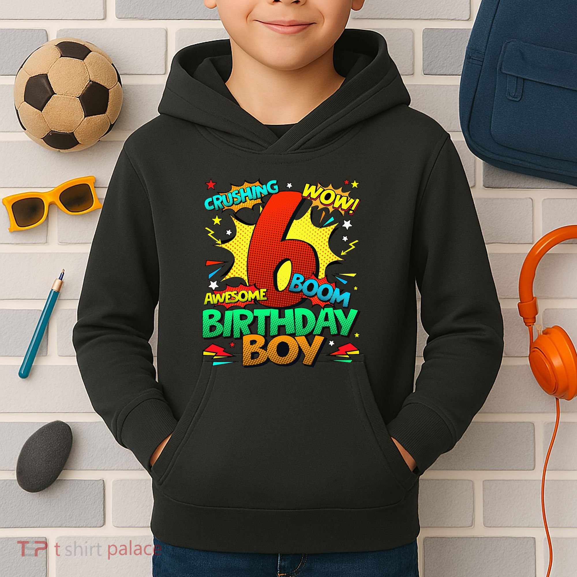 6th Birthday Comic Style 6 Year Old Gifts Kids Hoodie