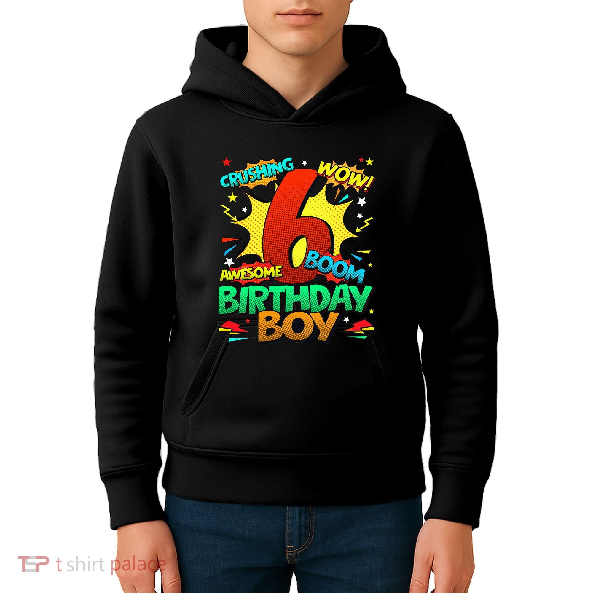 6th Birthday Comic Style 6 Year Old Gifts Kids Hoodie