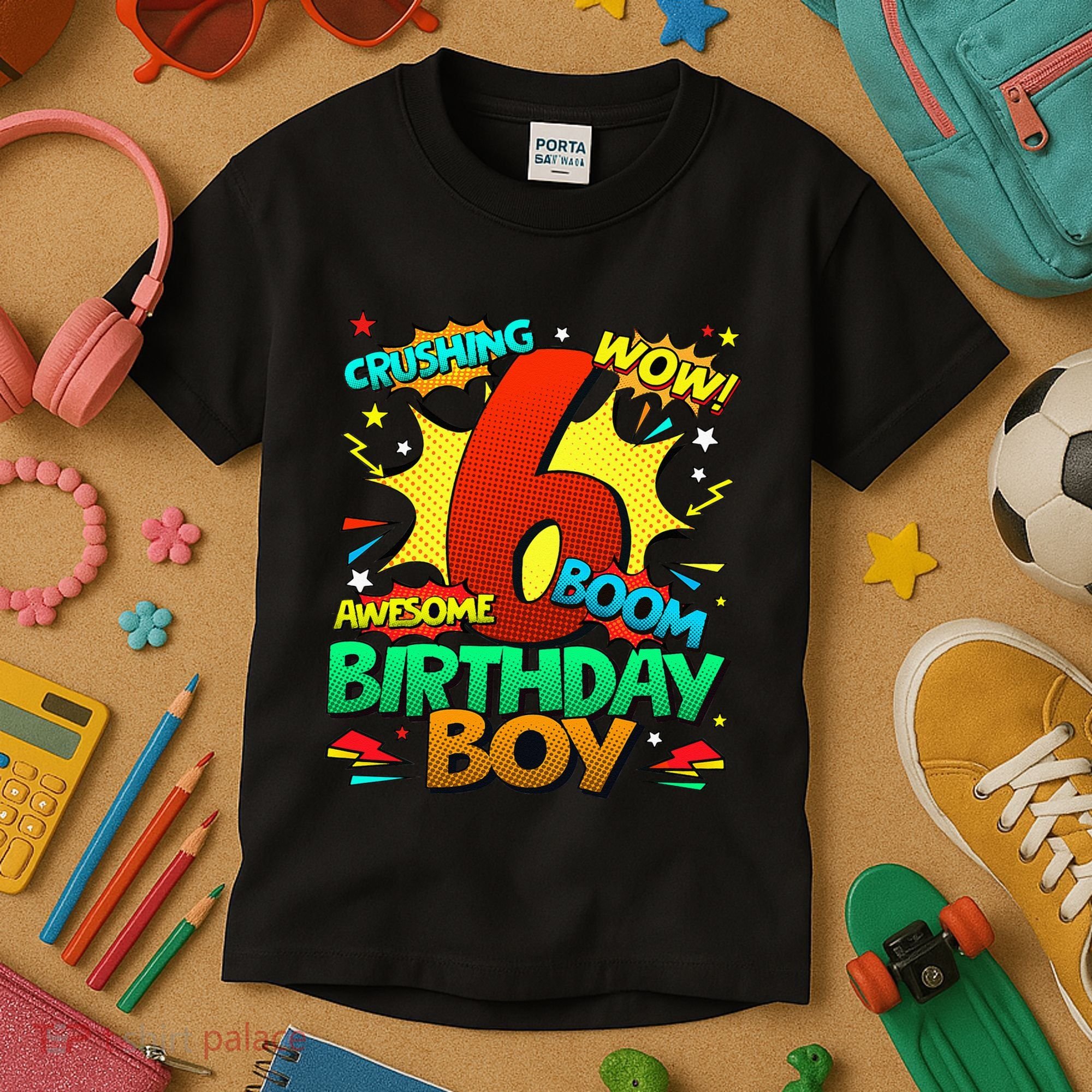 6th Birthday Comic Style 6 Year Old Gifts Kids T-Shirt