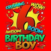 6th Birthday Comic Style 6 Year Old Gifts Santa Hat thumb 1