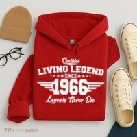 60th Birthday Certified Living Legend Since 1966 Legends Never Die Hoodie thumb 4