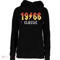 60th Birthday Classic 1966 Retro Rock Band Womens Funnel Neck Pullover Hood thumb 0