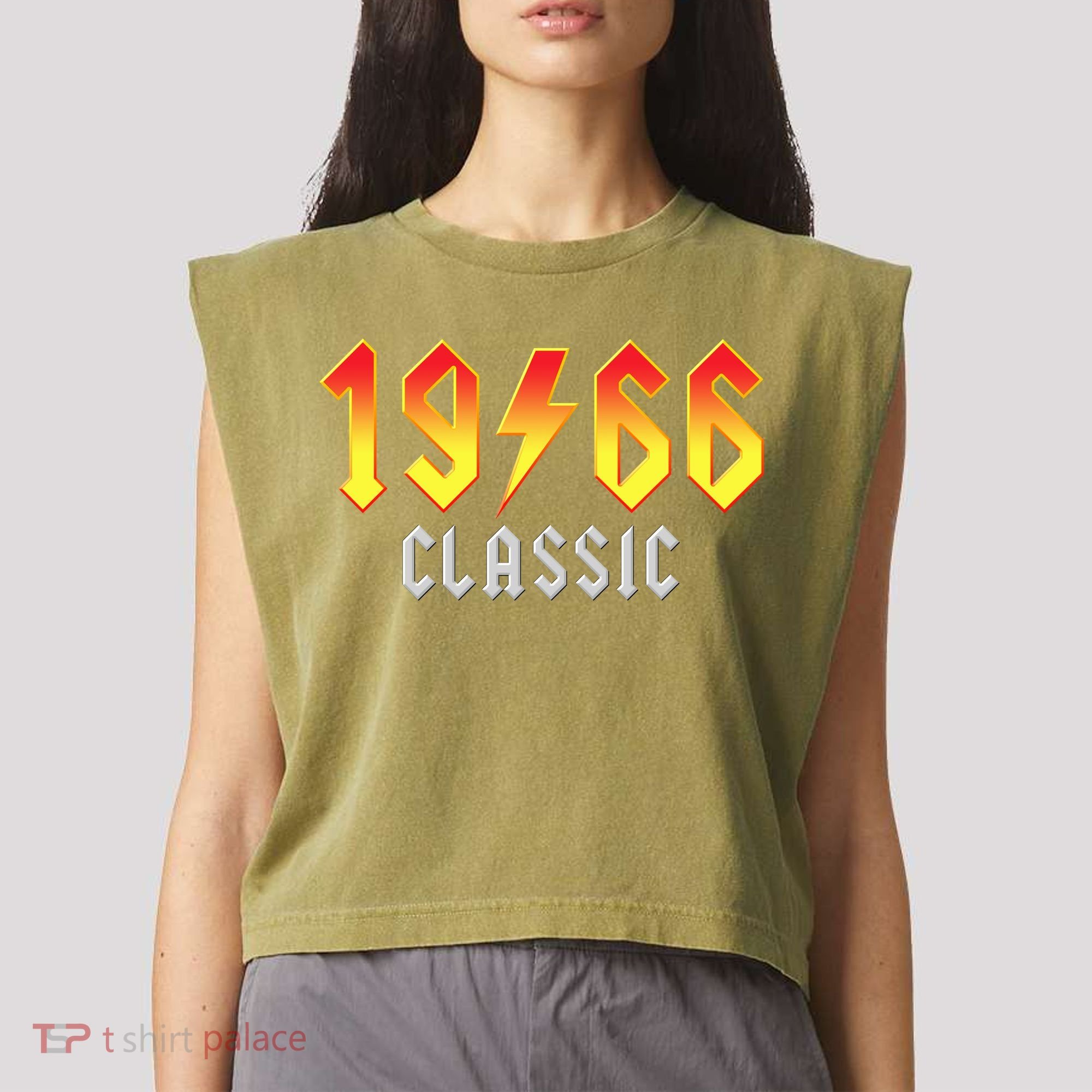60th Birthday Classic 1966 Retro Rock Band Garment-Dyed Women's Muscle Tee