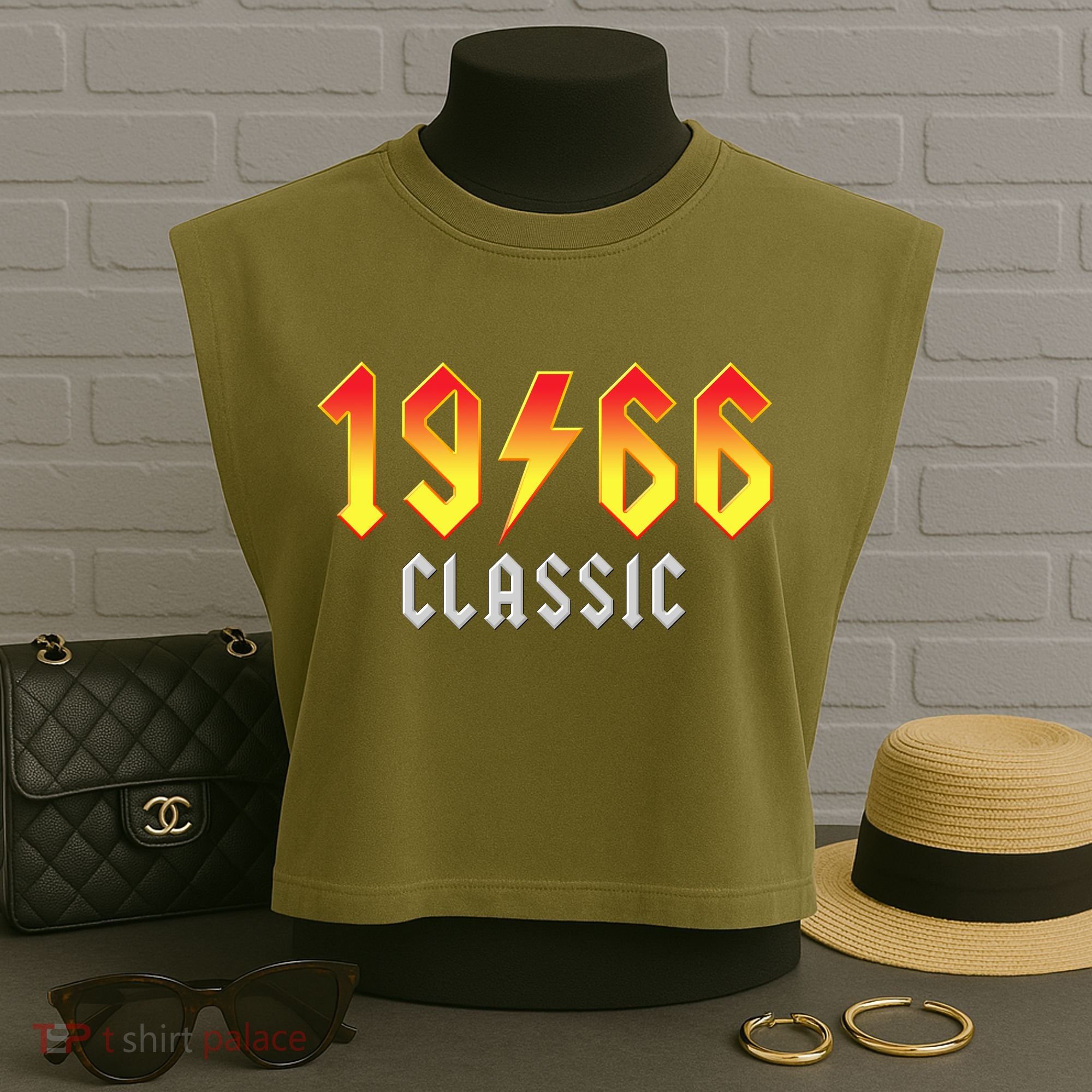 60th Birthday Classic 1966 Retro Rock Band Garment-Dyed Women's Muscle Tee