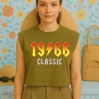 60th Birthday Classic 1966 Retro Rock Band Garment-Dyed Women's Muscle Tee thumb 4