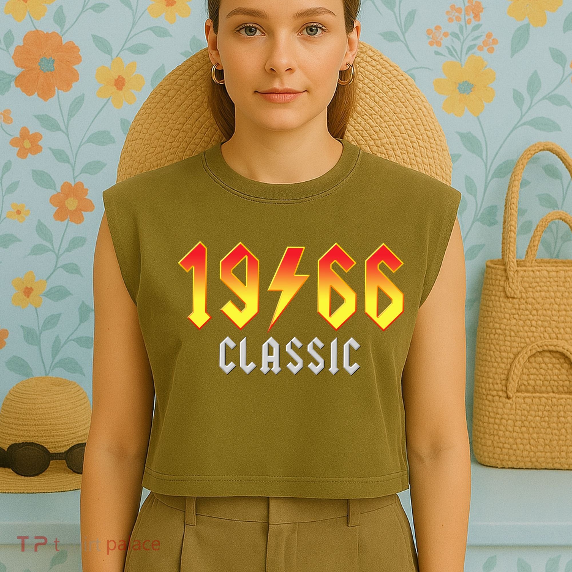 60th Birthday Classic 1966 Retro Rock Band Garment-Dyed Women's Muscle Tee
