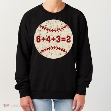 6+4+3=2 Baseball Double Play Retro Funny Baseball Player Women's Sweatshirt