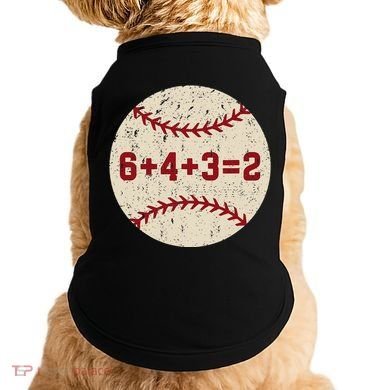 6+4+3=2 Baseball Double Play Retro Funny Baseball Player Doggie Tank