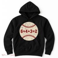 6+4+3=2 Baseball Double Play Retro Funny Baseball Player Hoodie thumb 0
