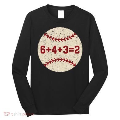 6+4+3=2 Baseball Double Play Retro Funny Baseball Player Long Sleeve Shirt