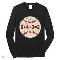 6+4+3=2 Baseball Double Play Retro Funny Baseball Player Long Sleeve Shirt thumb 0