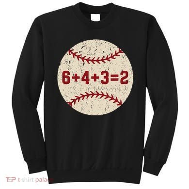 6+4+3=2 Baseball Double Play Retro Funny Baseball Player Sweatshirt