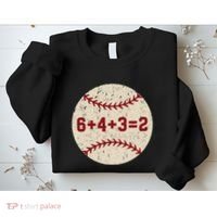 6+4+3=2 Baseball Double Play Retro Funny Baseball Player Sweatshirt thumb 2
