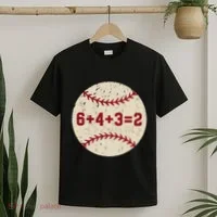 6+4+3=2 Baseball Double Play Retro Funny Baseball Player T-Shirt thumb 2