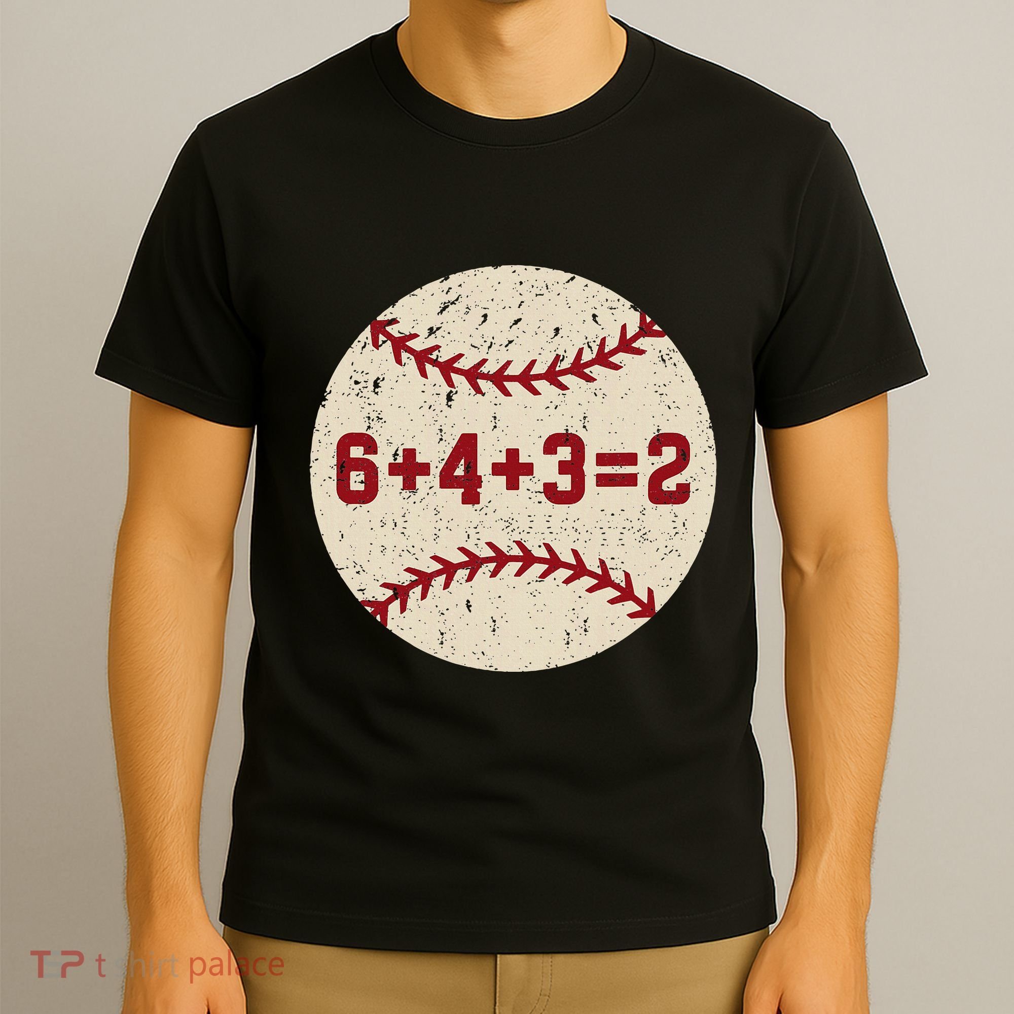 6+4+3=2 Baseball Double Play Retro Funny Baseball Player T-Shirt