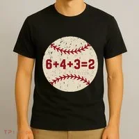 6+4+3=2 Baseball Double Play Retro Funny Baseball Player T-Shirt thumb 3
