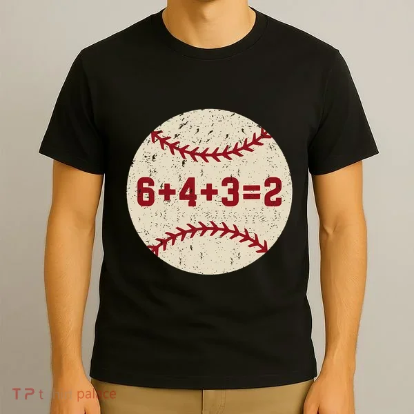 6+4+3=2 Baseball Double Play Retro Funny Baseball Player T-Shirt