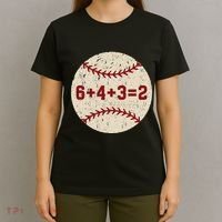6+4+3=2 Baseball Double Play Retro Funny Baseball Player T-Shirt thumb 4