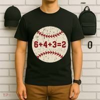 6+4+3=2 Baseball Double Play Retro Funny Baseball Player T-Shirt thumb 6