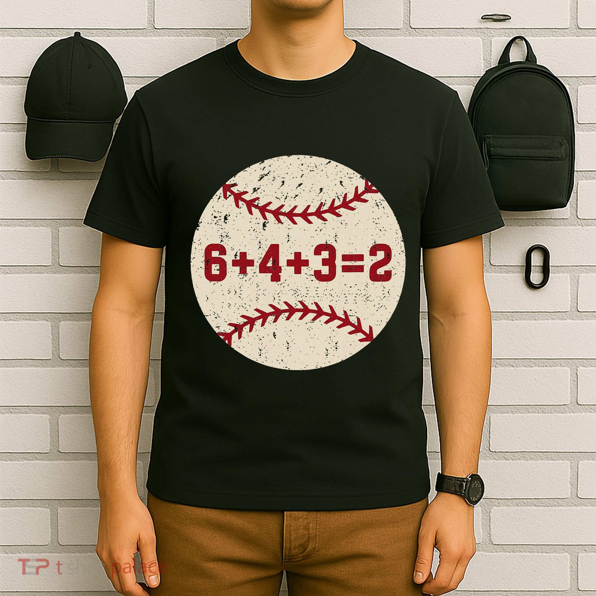 6+4+3=2 Baseball Double Play Retro Funny Baseball Player T-Shirt