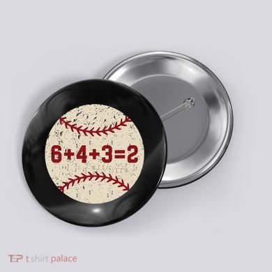 6+4+3=2 Baseball Double Play Retro Funny Baseball Player Button