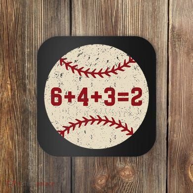6+4+3=2 Baseball Double Play Retro Funny Baseball Player Coaster