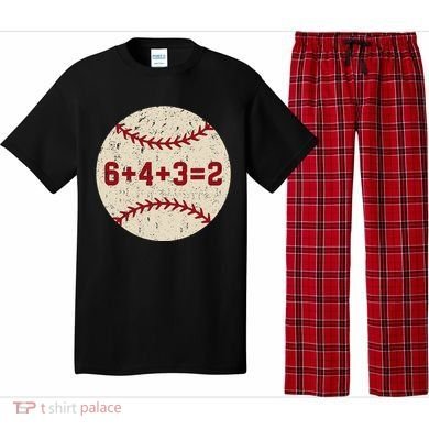 6+4+3=2 Baseball Double Play Retro Funny Baseball Player Pajama Set