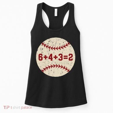 6+4+3=2 Baseball Double Play Retro Funny Baseball Player Women's Tank Top