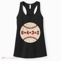 6+4+3=2 Baseball Double Play Retro Funny Baseball Player Women's Tank Top thumb 0