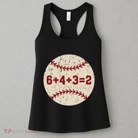 6+4+3=2 Baseball Double Play Retro Funny Baseball Player Women's Tank Top thumb 3