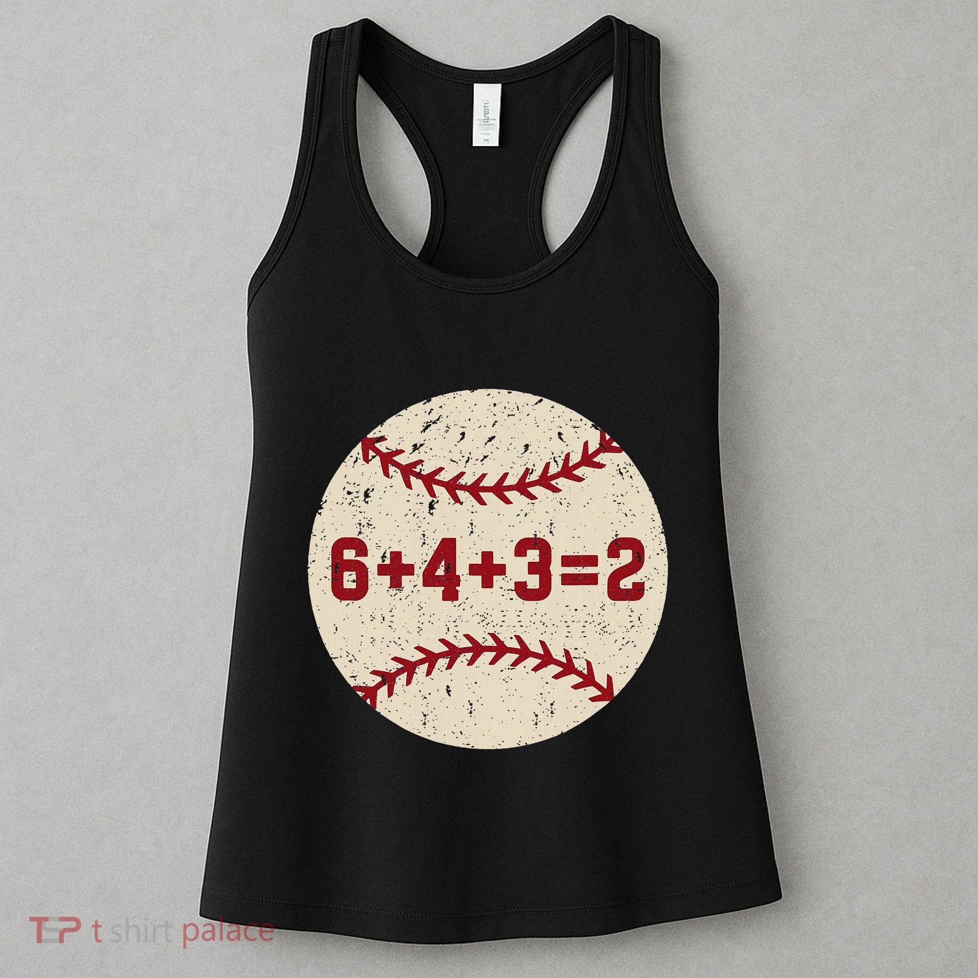 6+4+3=2 Baseball Double Play Retro Funny Baseball Player Women's Tank Top