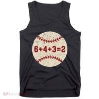 6+4+3=2 Baseball Double Play Retro Funny Baseball Player Tank Top thumb 0