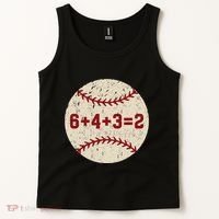 6+4+3=2 Baseball Double Play Retro Funny Baseball Player Tank Top thumb 2
