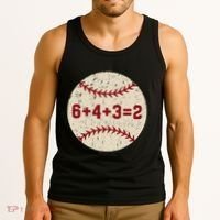 6+4+3=2 Baseball Double Play Retro Funny Baseball Player Tank Top thumb 3