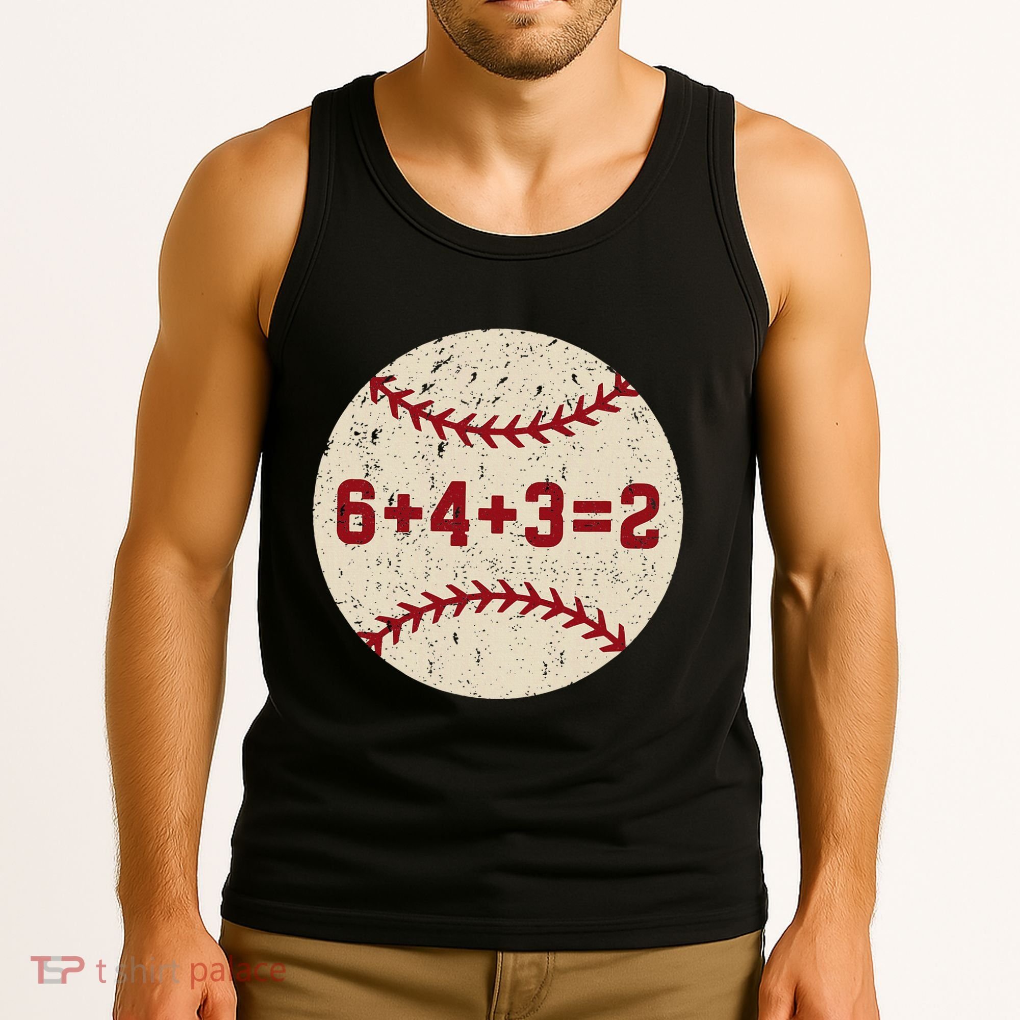6+4+3=2 Baseball Double Play Retro Funny Baseball Player Tank Top