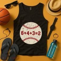 6+4+3=2 Baseball Double Play Retro Funny Baseball Player Tank Top thumb 4