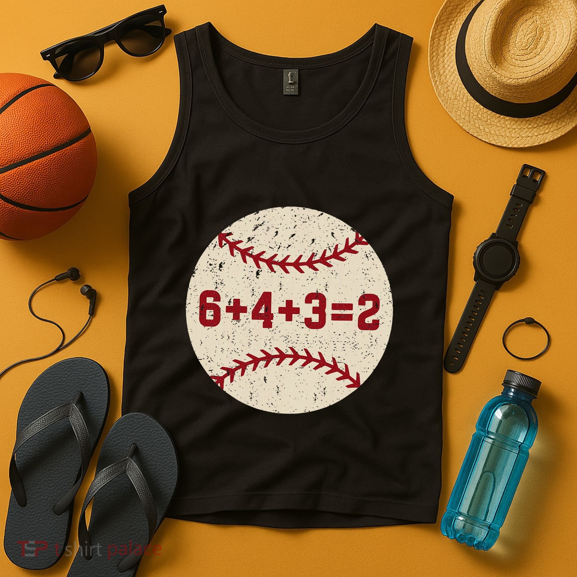 6+4+3=2 Baseball Double Play Retro Funny Baseball Player Tank Top