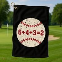 6+4+3=2 Baseball Double Play Retro Funny Baseball Player Golf Towel thumb 1