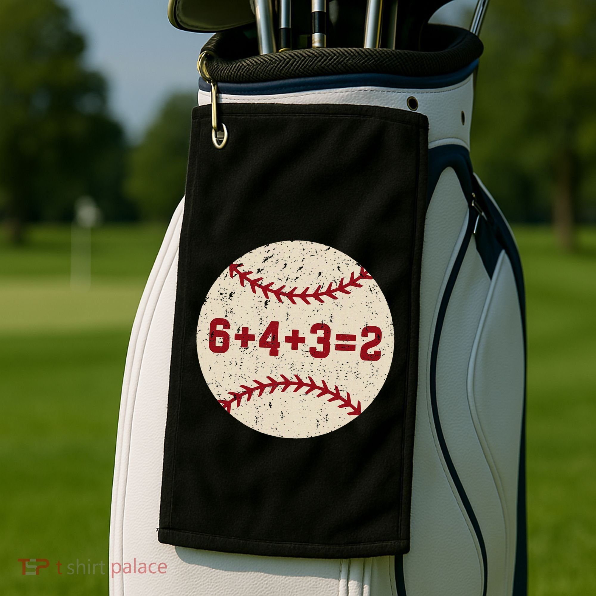 6+4+3=2 Baseball Double Play Retro Funny Baseball Player Golf Towel