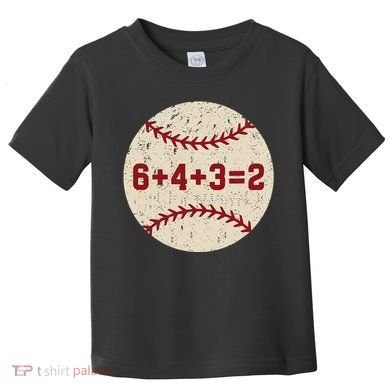 6+4+3=2 Baseball Double Play Retro Funny Baseball Player Toddler T-Shirt