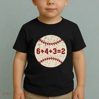 6+4+3=2 Baseball Double Play Retro Funny Baseball Player Toddler T-Shirt thumb 2
