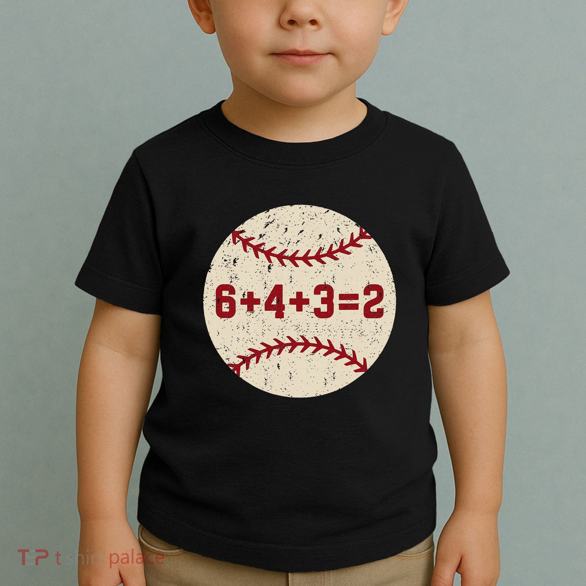 6+4+3=2 Baseball Double Play Retro Funny Baseball Player Toddler T-Shirt