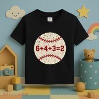 6+4+3=2 Baseball Double Play Retro Funny Baseball Player Toddler T-Shirt thumb 3
