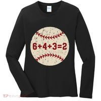 6+4+3=2 Baseball Double Play Retro Funny Baseball Player Women's Long Sleeve Shirt thumb 0