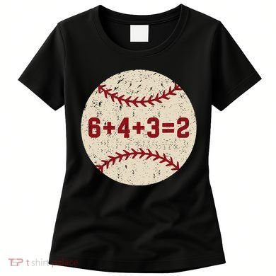 6+4+3=2 Baseball Double Play Retro Funny Baseball Player Women's T-Shirt