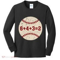 6+4+3=2 Baseball Double Play Retro Funny Baseball Player Kids Long Sleeve Shirt thumb 0