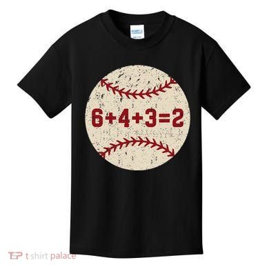 6+4+3=2 Baseball Double Play Retro Funny Baseball Player Kids T-Shirt