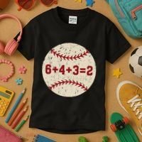 6+4+3=2 Baseball Double Play Retro Funny Baseball Player Kids T-Shirt thumb 3