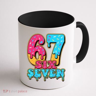 6-7 Baseball Drip Number 67 Player Or 67th Birthday Meme Coffee Mug back
