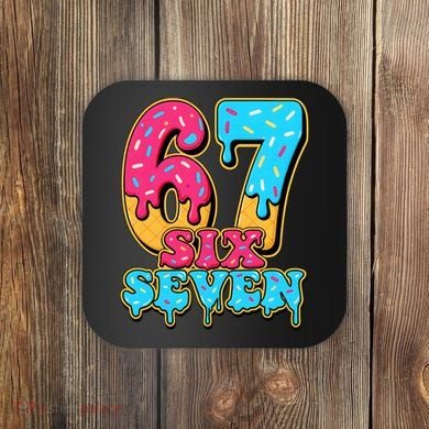 6-7 Baseball Drip Number 67 Player Or 67th Birthday Meme Coaster